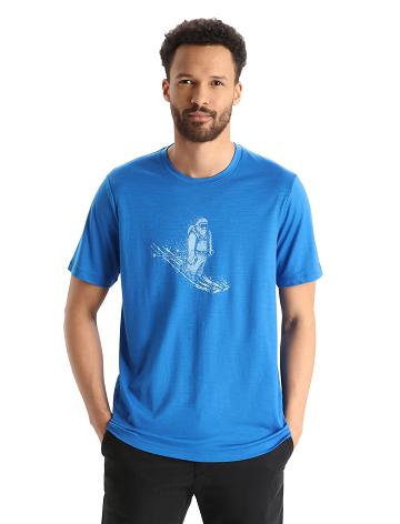 Pánské Tričko Icebreaker Merino Tech Lite II Krátké Sleeve Skiing Yeti Blankyt | CZ 1737XYUF
